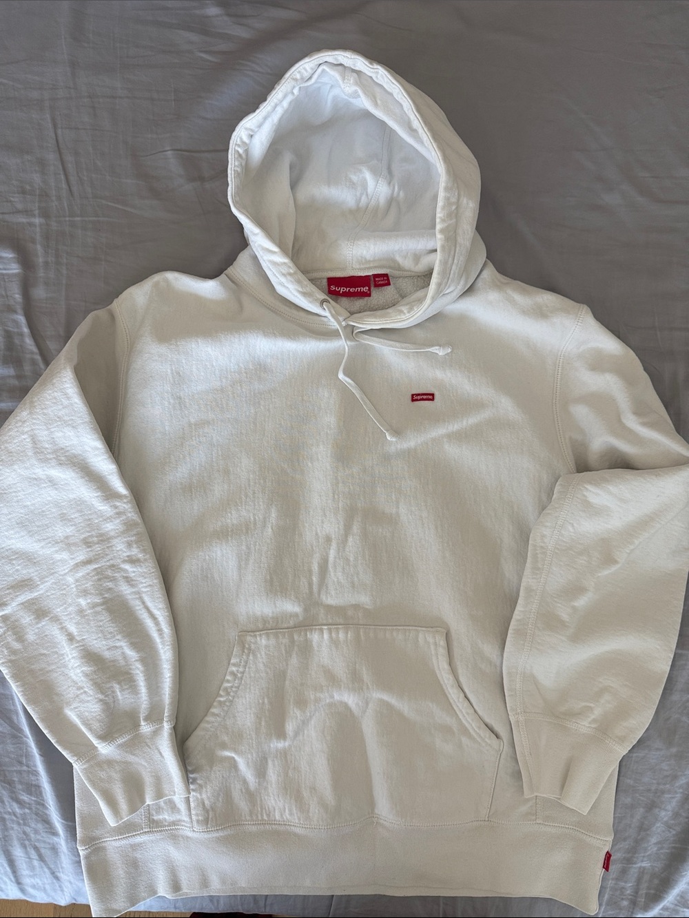 Supreme White Hoodie with Red Box Logo - Men's Pullover